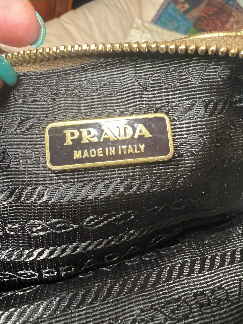 PRADA Metallic Gold Ruched Leather Clutch - Picture 9 of 11